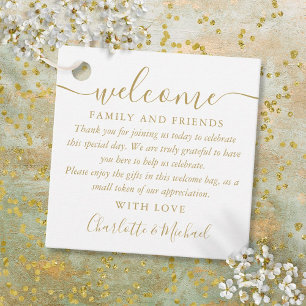 Gold Wedding Welcome Gift Basket Bag Thank You Favor Tags