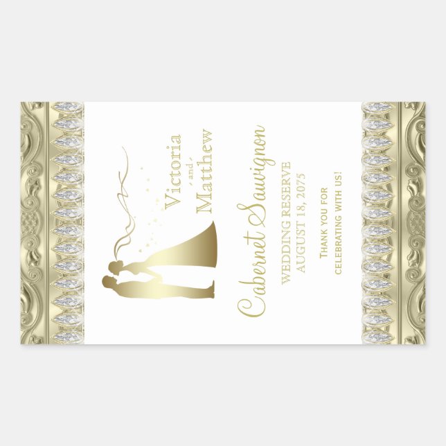 Gold Wedding Wine Bottle Labels (Front)