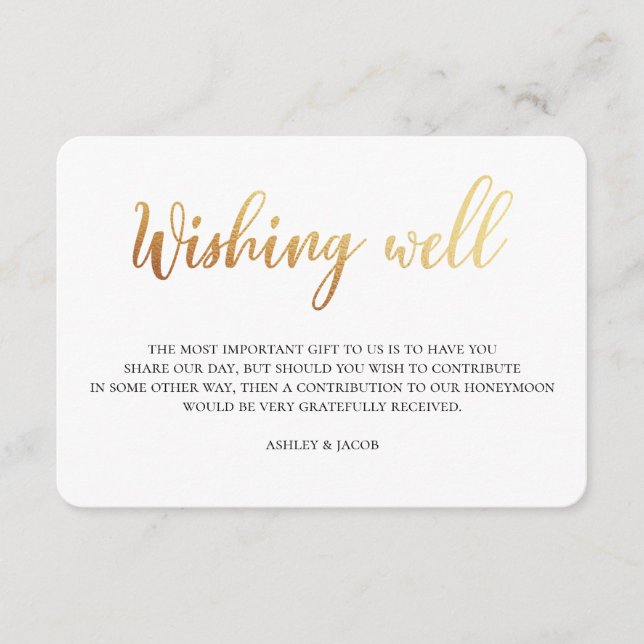 Gold wedding wishing well. Modern foil insert (Front)