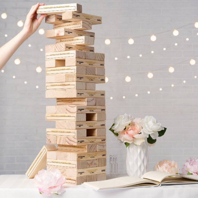 Gold Wedding Wood Block Guest Notes  Topple Tower (Wedding)