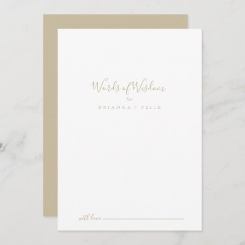 Gold Wedding Words of Wisdom Advice Card