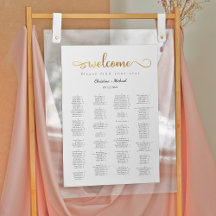 Gold Welcome Alphabetical Seating Charts
