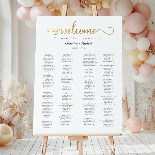 Gold Welcome Alphabetical Seating Charts Foam Board