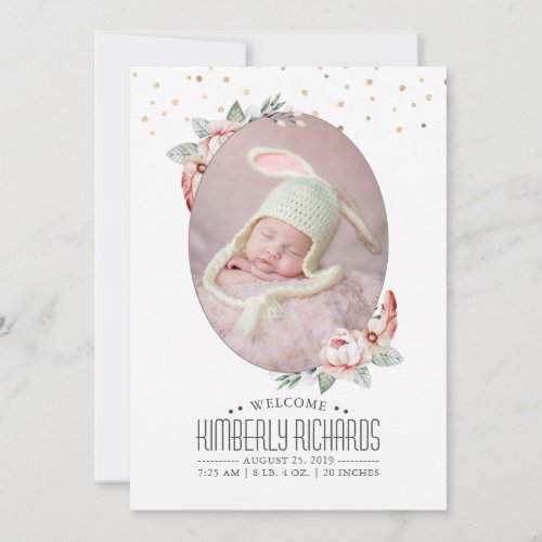 Gold Welcome Baby Birth Announcement Photo