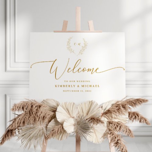 Gold Welcome Sign With Wreath Foam Core Board