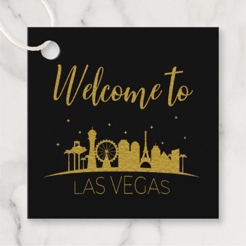 Gold Welcome To Las Vegas Gift Basket Wedding Favor Tags
