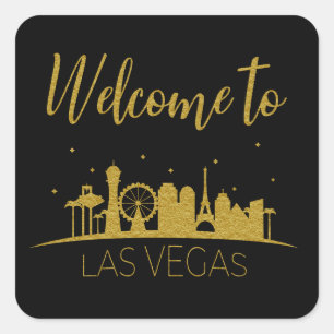 Gold Welcome To Las Vegas Gift Basket Wedding Square Sticker