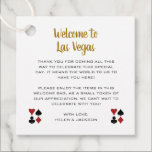 Gold Welcome to Las Vegas Welcome Basket Wedding Favor Tags<br><div class="desc">Getting married in Las Vegas? These golden and white welcome hang tags would make a perfect addition to your guest's welcome basket or welcome bag in their hotel. Personalize with your own heartfelt text.</div>