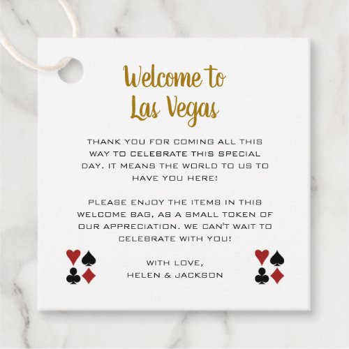 Gold Welcome to Las Vegas Welcome Basket Wedding Favor Tags