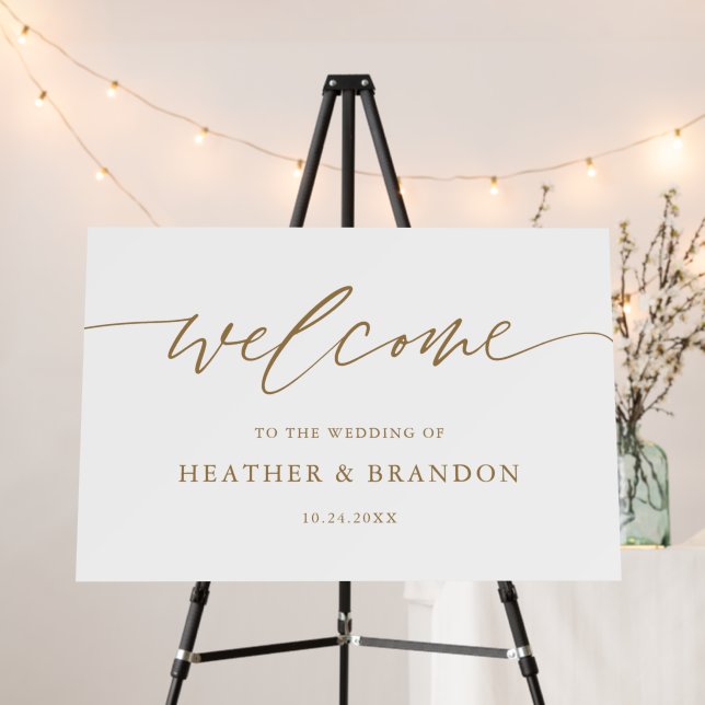 Gold Welcome To The Wedding Sign Large Foam Board (In Situ (Stand))