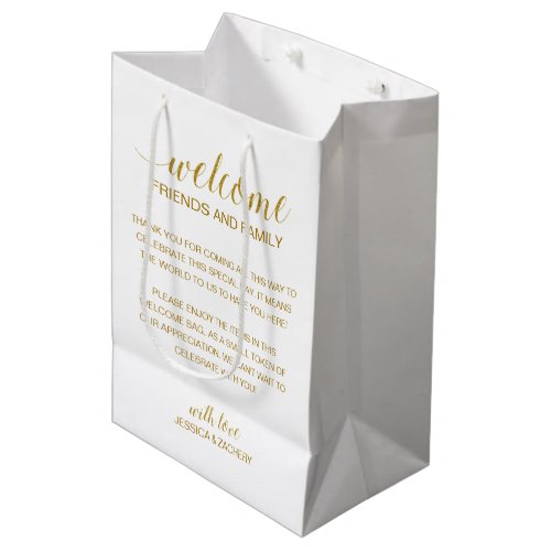 Gold Welcome to Wedding Guest Accommodation Medium Gift Bag