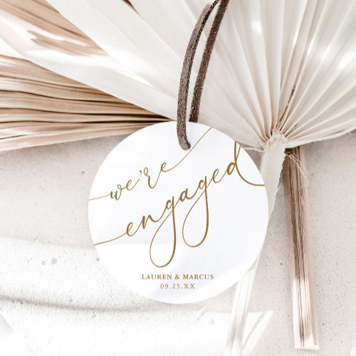 Gold Were Engaged Engagement Party Favor Tags