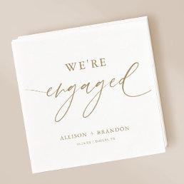 Gold We&#39;re Engaged Engagement Party Napkins