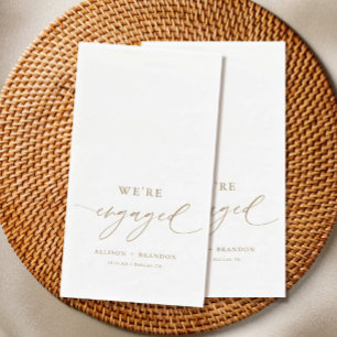 Gold We're Engaged Engagement Party Paper Guest Towels