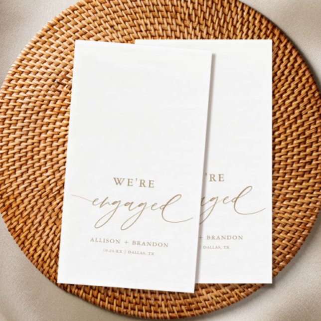 Gold We're Engaged Engagement Party Paper Guest Towels (Creator Uploaded)