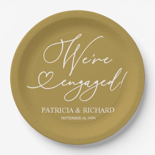 Gold Were Engaged Engagement Party  Paper Plates