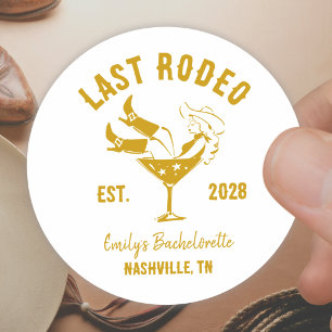Gold Western Cowgirl Bachelorette Classic Round Sticker