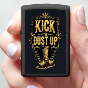 Gold Western Text: Kick the Dust Up Zippo Lighter