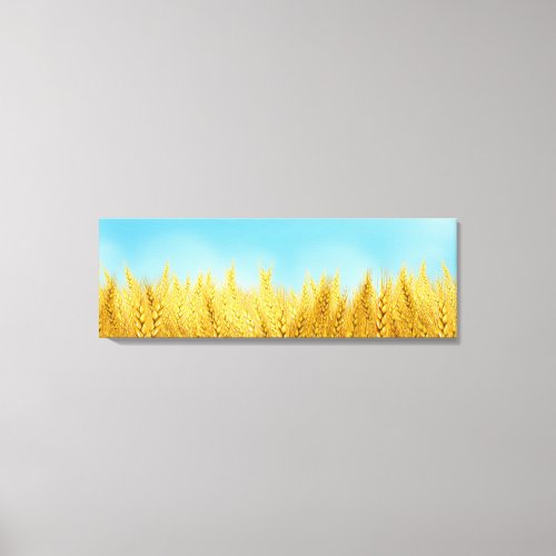 Gold Wheat Field Blue sky Oil Painting Summer Canvas Print