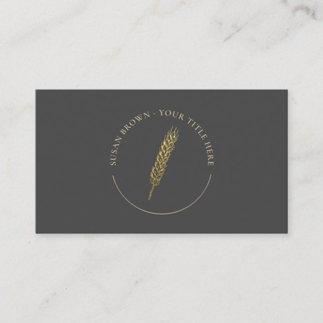 Gold Wheat Logo Business Card (Front)