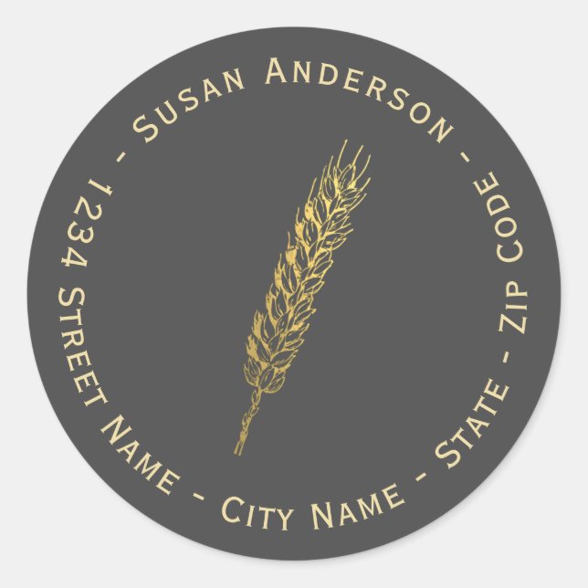 Gold Wheat Return Address Label (Front)