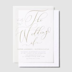 Gold Whimsical Calligraphy Wedding Vellum Invitations