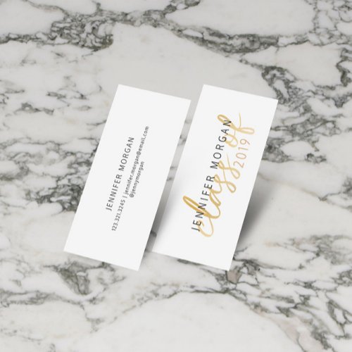Gold Whimsical Script Graduation Name Card