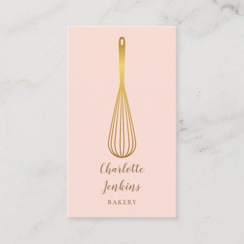 Gold Whisk Bakery Patisserie Blush Pink Business Card