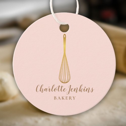 Gold Whisk Bakery Patisserie Blush Pink Gift Tag