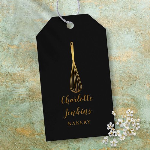 Gold Whisk Bakery Patisserie Gold Black Gift Tags