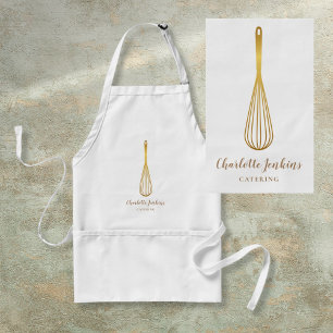 Gold Whisk Bakery Patisserie Marble Swirls Adult Apron