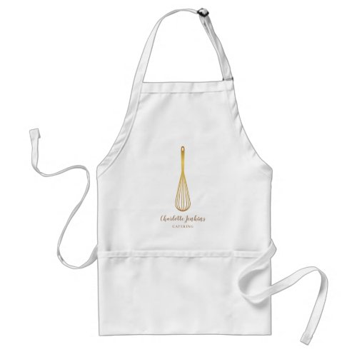 Gold Whisk Bakery Patisserie Marble Swirls Adult Apron