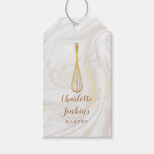 Gold Whisk Bakery Patisserie Marble Swirls Gift Tags