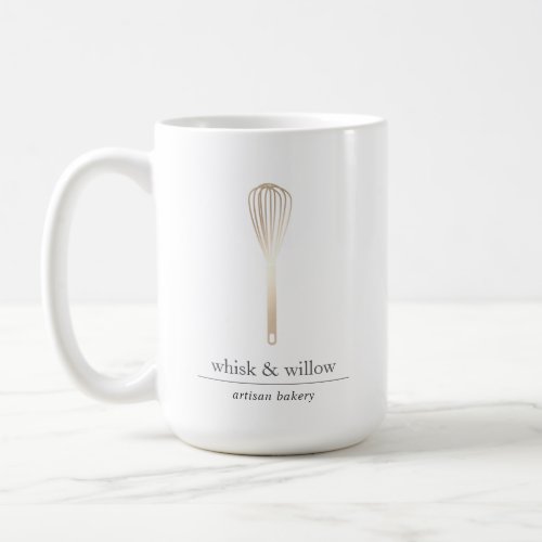 Gold Whisk  Bakery Pen Holder Coffee Mug