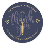 Gold Whisk Bakery Thank You Classic Round Sticker Gold Whisk Bakery Thank You Classic Round Sticker