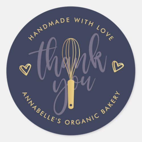 Gold Whisk Bakery Thank You Classic Round Sticker