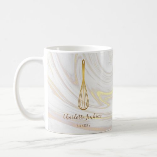 Gold Whisk Caterer Patisserie Marble Swirls Coffee Mug