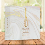 Gold Whisk Marble Swirls Recipe 3 Ring Binder<br><div class="desc">An elegant recipe binder featuring a chic gold whisk on a marble swirls background with your personalized name and title set in stylish gold typography. Designed by Thisisnotme©</div>
