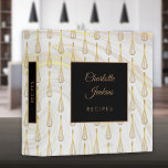 Gold Whisk Pattern Marble Swirls Recipe 3 Ring Binder<br><div class="desc">An elegant recipe binder featuring a chic gold whisk pattern on a marble swirls background with your personalized name and title set in stylish gold typography. Designed by Thisisnotme©</div>