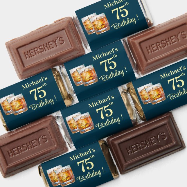 Gold Whiskey Theme 75th Birthday Party Hershey's Miniatures (Assorted)