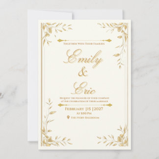 Gold Whisper - Elegant Gold Wedding Invitation