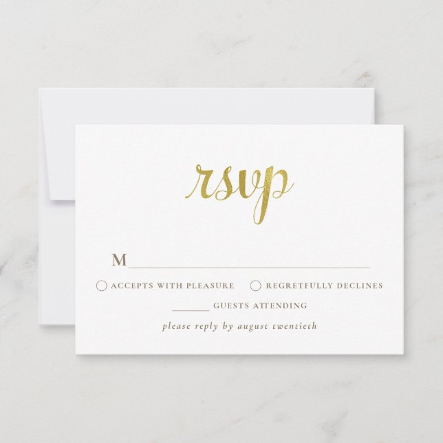 Gold White 50th Anniversary RSVP Card (Front)