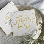 Gold & White | 50th Surprise Birthday Party Invitation<br><div class="desc">Celebrate your special day with this stylish modern surprise birthday party invitation template. This design features chic gold textured calligraphy and confetti background. You can customize the text to any birthday or events. (21st,  30th,  40th,  50th,  60th,  70th,  80th,  90th,  100th)</div>