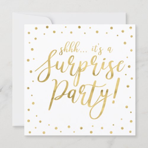 Gold  White  50th Surprise Wedding Anniversary Invitation