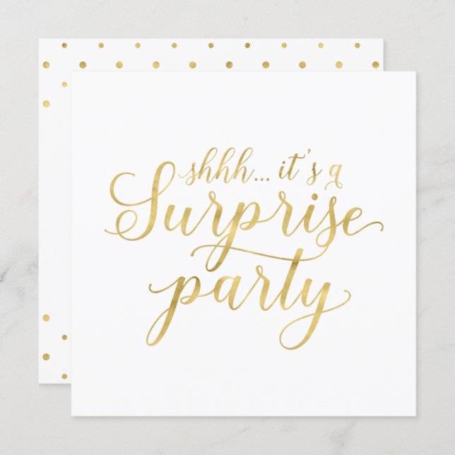 Gold & White | 50th Surprise Wedding Anniversary Invitation (Front/Back)