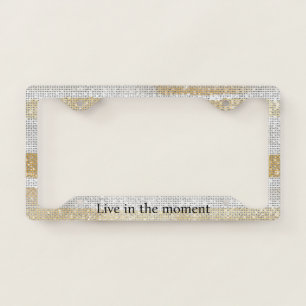 Gold White Abstract Sparkle License Plate Frame