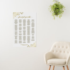Gold & White Alphabetical Wedding Seating Chart Foam Board