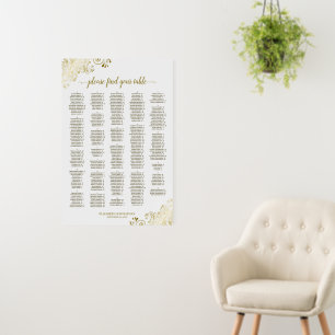 Gold & White Alphabetical Wedding Seating Chart Foam Board