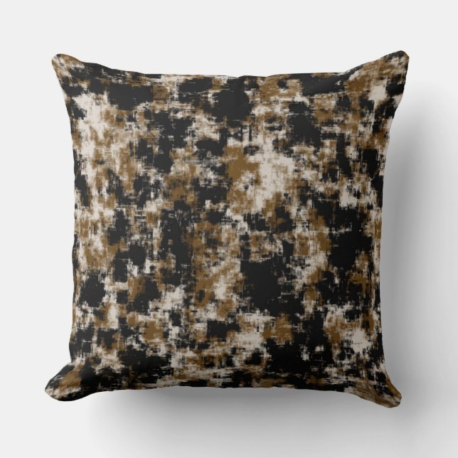 Gold White and Black abstract Throw Pillow (Front)