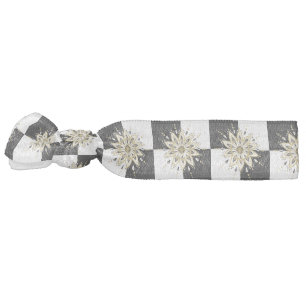 Gold White And Whit Squares & Mandala Elastic Hair Tie